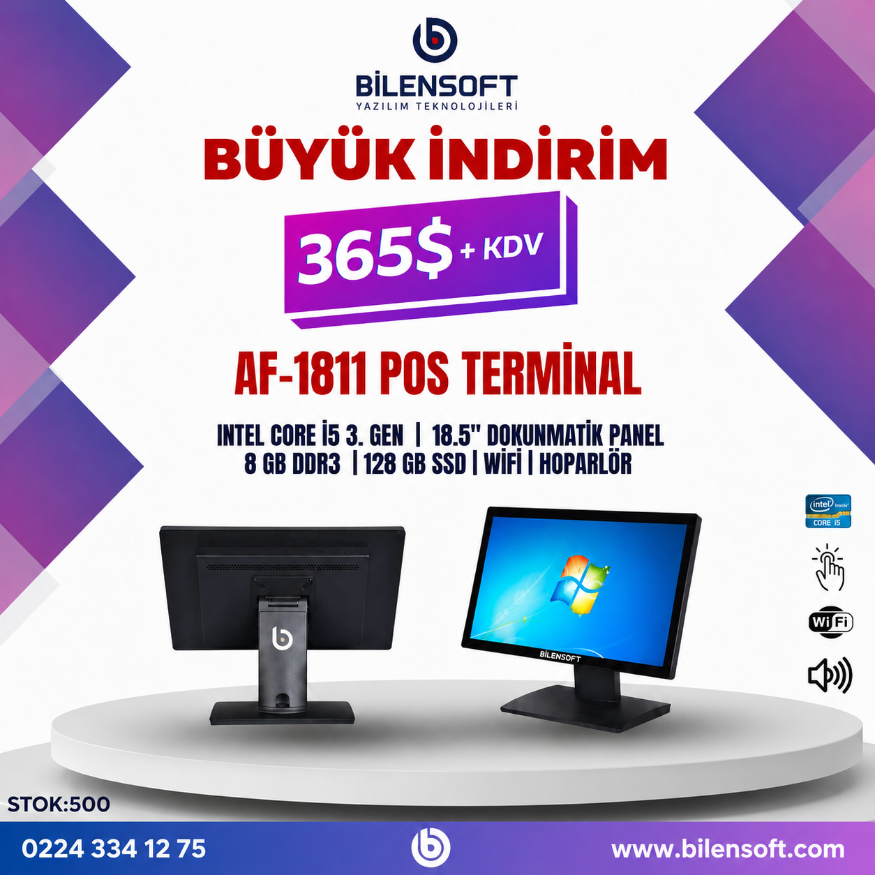 AF-1811 POS PC İ5 İŞLEMCİ 18,5 İNÇ EKRAN 8 GB RAM 128 GB HDD WİFİ - HOPARLÖR